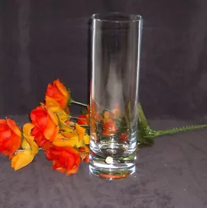 Swedish Mouth Blown Thick Walled Cylinder Glass Vase Suspended Bubble 10.5x3" - Picture 1 of 8