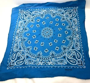 Vintage Hav a Hank 100% Cotton Blue Paisley Bandana USA Floral - Picture 1 of 3