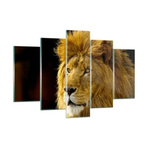 Wandbilder 150x100cm 5 tlg Glasbild Löwe Tiere Tierwelt XXL Bilder Art Wanddeko - Bild 1 von 10