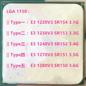 Intel Xeon E3-1220V3 E3-1230V3 E3-1240V3 E3-1270V3 E3-1280V3 LGA 1150 CPU - Picture 1 of 15