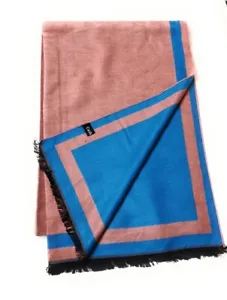 Pink & Blue 2-Tone 100% Cashmere Scarf Unisex - Picture 1 of 1