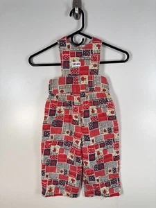 Vtg 70s Kids Girls Bib Overall Pants One Piece Flowers Rose Heart Sz 10.5x10 - Picture 1 of 11