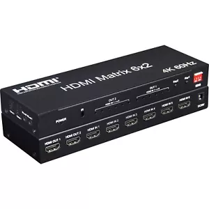 4K 60hz 6x2 HDMI Matrix w/ Audio 4X2 Matrix HDMI Switch Splitter 6 or 4 in 2 out - Picture 1 of 16