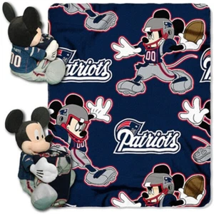 Sale! NFL New England Patriots Disney Mickey Mouse Plush Hugger Blanket WH - Picture 1 of 4