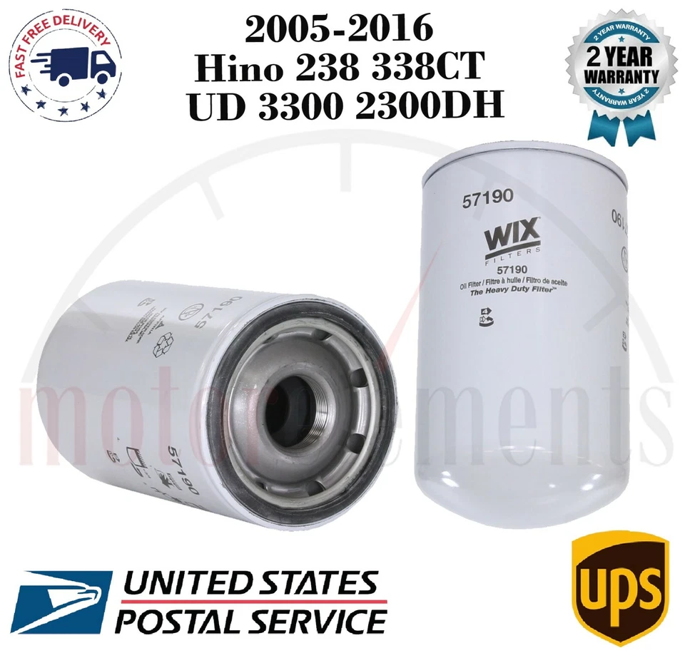 Filtro de aceite Wix 57190 para Hino 238 338CT UD 3300 2300DH 2005-2016 Foto 1 de 4