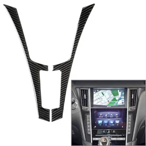 2 Pcs Black Carbon Fiber Console Panel Cover Trim For Infiniti Q50 Q60 2013-2019 - Picture 1 of 10