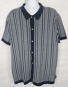 PJ Paul Jones Shirt Mens 2XL Black White Button Up Short Sleeve 60s Rockabilly - Picture 1 of 9