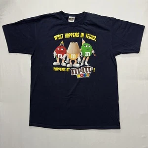 Vintage M&M's World XLarge 90s 00s What Happens in Vegas T-Shirt Blue - Picture 1 of 6