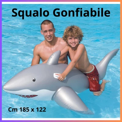 Squalo gonfiabili per bambini gonfiabile piscina giochi mare salvagente estate - Immagine 1 di 4