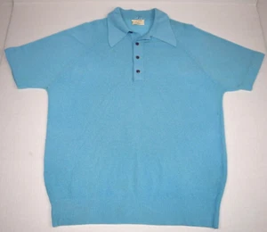 Vintage Leisure Shirt Paul Hahn Di Fini Size M/L 50s Blue Texturee Knit Pullover - Picture 1 of 9