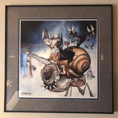 Impresión GREG "CRAOLA" SIMKINS "Caustic Bunny Snail" Enmarcada ¡RARA! Edición de 25 ART Foto 1 de 4