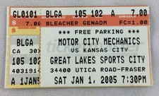 UHL 2005 01/01 Kansas City Outlaws at Motor City Mechanics Hockey Ticket