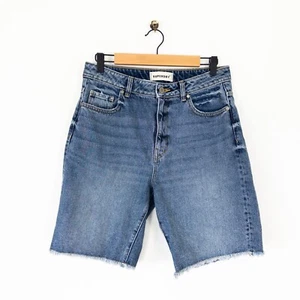 Superdry Denim Shorts Size 12 W30 Bermuda Boy Shorts Raw Hem - Picture 1 of 19