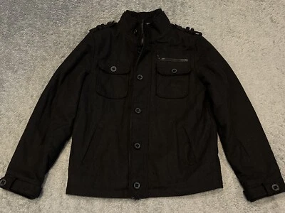 Rock & Republic Jacket Womens M Black Pea Coat Short Button Polyester Casual - Image 1 of 4