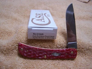 Case xx Sodbuster Jr Dark Red Bone Peachseed Jigged Bone 31945  6137 CS Carbon - Picture 1 of 3