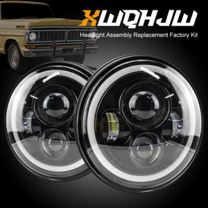 For Toyota Pickup 1979-1981 7 Inch Round COB LED Headlight White Headlight Hi-Lo - Picture 1 of 10