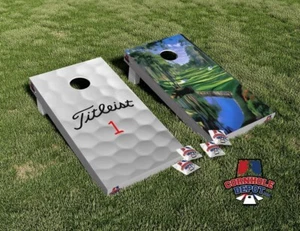Juego dividido de campo de golf y pelota de golf Cornhole Board vinilo envoltura pegatina laminada - Imagen 1 de 5