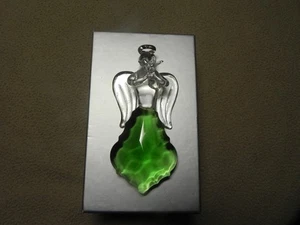 Valerie Parr Hill Crystal Glass Angel Holding a Bird Ornament Clear & Green D - Picture 1 of 6