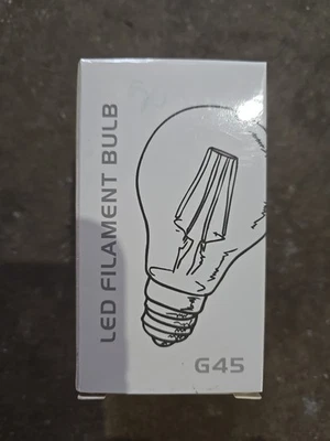 LED Filament Bulb 120V 2W 25W G45 Candelabra E12 3000K White Light - Image 1 of 4