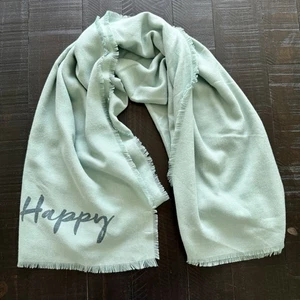 Happy Scarf by Collectioneighteen light blue/green fringe trim 50”x50” EUC - Picture 1 of 7