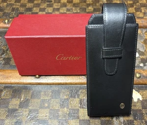 Vintage Cartier Etui Black Leather Sunglasses Case + Box - Picture 1 of 6