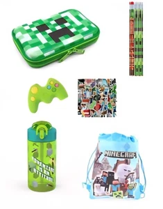 Astuccio portamatite Minecraft con bottiglia d'acqua Minecraft Creeper Zak 16 oz 50 adesivi - Foto 1 di 1