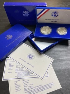 1986 Liberty Silver Dollar And Clad Half Dollar Proof Ellis Island - Picture 1 of 10