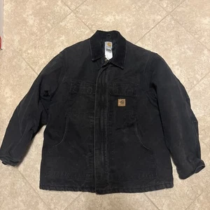 Used Carhartt Black Duck Canvas Jacket Coat C26 Blk Size XL Reg. - Picture 1 of 8