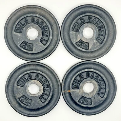 (4) Placas de peso vintage Milo Barbell de 2,5 lb tamaño estándar - buen estado Foto 1 de 4