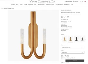 Visual Comfort Kelly Wearstler Rousseau Double Wall Sconce, Brass, $1349 - Picture 1 of 23