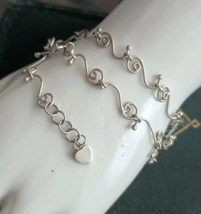 Silpada Sterling 925 Silver Swirl Link Heart Ankle Bracelet A0823 9 in Jewelry - Picture 1 of 15