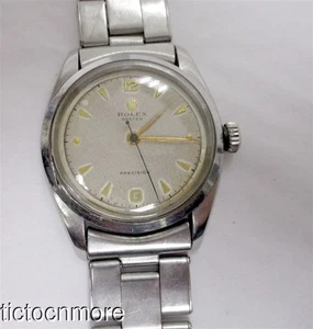 VINTAGE ROLEX OYSTER PRECISION WATCH 6422 35mm CREAM DIAL 1950s MENS C & I BAND - Picture 1 of 14