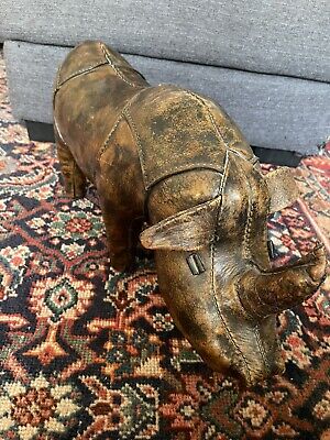 Dimitri Omersa For Abercrombie Fitch Leather Rhino Footstool Ottoman England • 2,230$
