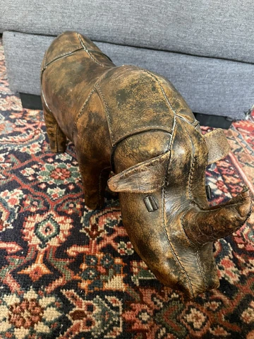 Dimitri Omersa for Abercrombie Fitch Leather Rhino Footstool Ottoman England Cover