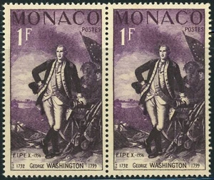 Monaco #354 George Washington FIPEX Philatelic Exhibition Postage Pair 1956 MNH - Picture 1 of 1