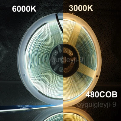 DC12V/24V 超亮 480COB 暖白 LED 灯条家用电源 — 第 1/4 张图片