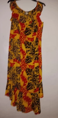 Vestido midi Manuheali'i sin mangas con volantes y cuello talla XL, rayón Foto 1 de 4