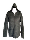 Pull à capuche Blarney Woollen Mills pour femme XL laine mérinos verte veste zippée complète