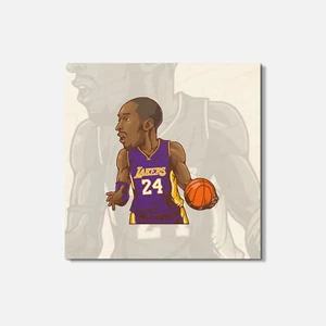 Montaña rusa cuadrada de madera cuadrada Koby Bryant ilustración de 4"" X 4 - Imagen 1 de 3