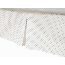 American Baby 100% Cotton Tailored Bed Skirt with Pleat, White with Gray dots