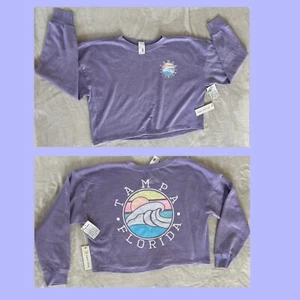 Ocean Drive Women’s/M  Pullover Soft Crop Sweatshirt lavender longsleeve - Picture 1 of 9