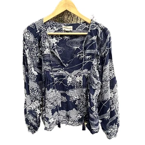 Ralph Lauren Denim & Supply Peasant Top Size Medium Hawaiian Print Blue White - Picture 1 of 5