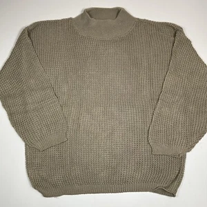 Vtg Helium Men Waffle Knit 100% Cotton Mock Neck Sweater Tan Long Sleeve Sz M ?! - Picture 1 of 5