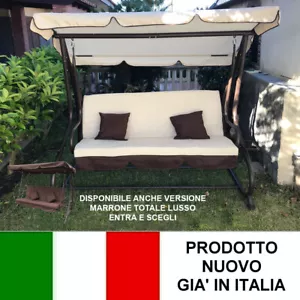 DONDOLO DA GIARDINO 3 POSTI CON TETTO PARASOLE DIVANO LETTO ALTALENA INCLINABILE - Foto 1 di 22