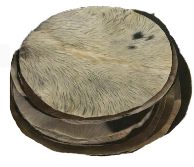 RI GOAT SKIN HEAD WITH HAIR 22 INCH FOR BODHRAN, DJEMBES,DRUMS, SET OF 10 PIECES
