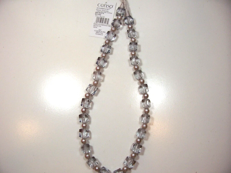 Pérola com miçangas de cristal 30 polegadas cortina amarrar cama banho e além prata - Imagem 1 de 4