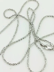 Collana catena scintillante taglio diamante oro bianco massiccio 14 kt 16" 1,1 mm - Foto 1 di 3
