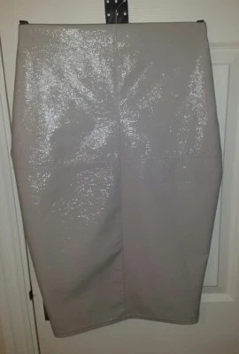RIVER ISLAND GLOSSY GREY Faux LEATHER PU SKIRT XS uk6us2eu32 Waist w22ins w56cms - Image 1 of 2
