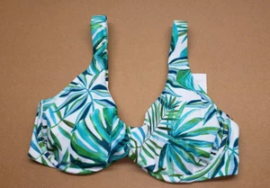 Shade & Shore Bikini Top Underwire Lined Bralette Swim Top Tropical Leaf Print - Picture 1 of 4