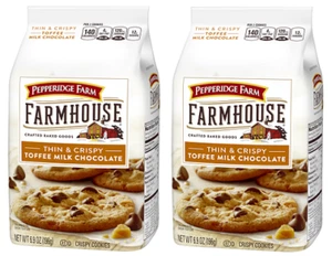 Pepperidge Farm Farmhouse Thin & Crispy Toffee Milk Chocolate Cookies 2 Bag Pack - Picture 1 of 2